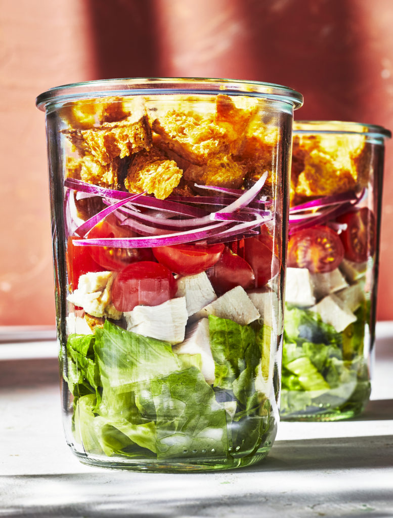 Turkey, Lettuce & Tomato Salad with Lemony Feta Dressing – Sweet July