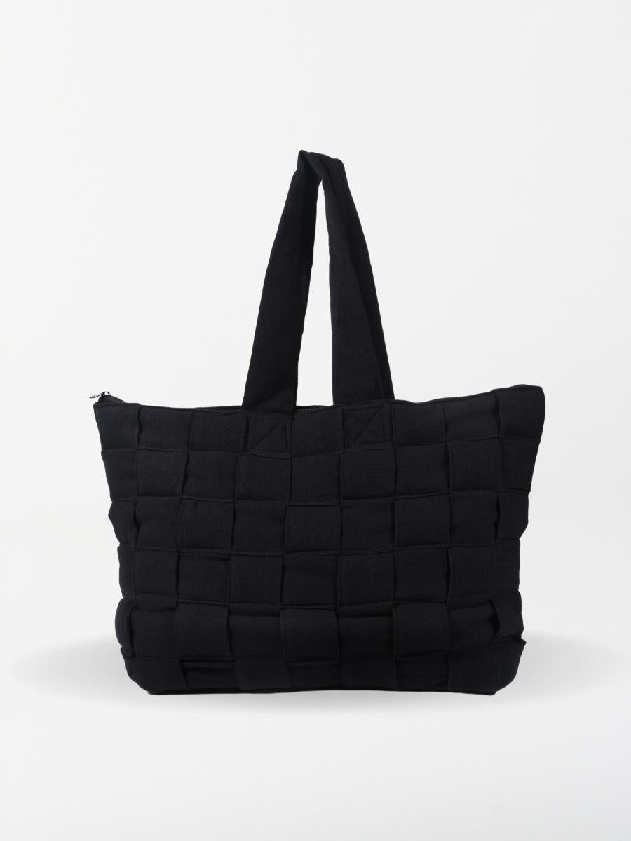 Done and Done Black Quilted Tote Bag