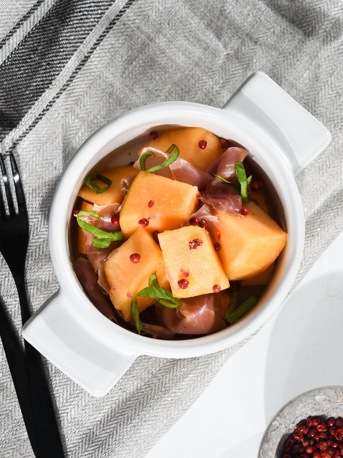Prosciutto and Melon with Pink Peppercorn