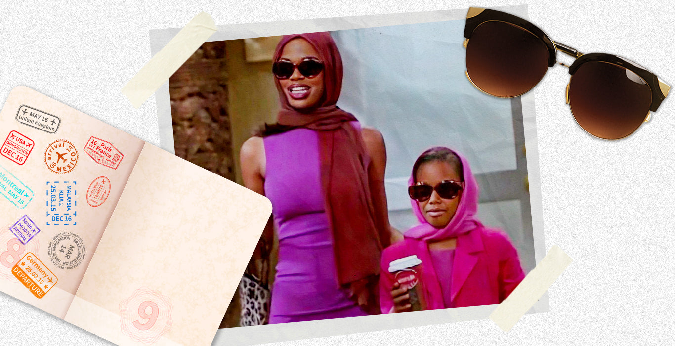 A glamorous "auntie" and her niece are dressed to the nines as they travel the world in style.