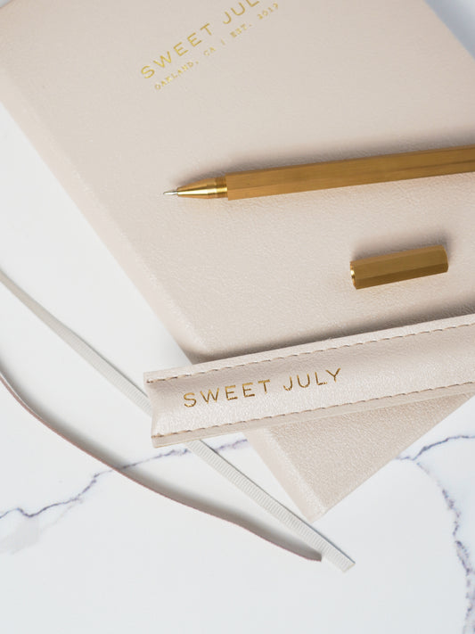 Sweet July Hexagon Brass Pen with Vegan Leather Sleeve