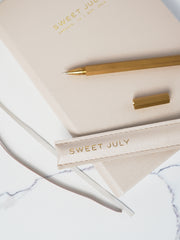 Sweet July Hexagon Brass Pen with Vegan Leather Sleeve