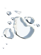 Clear skincare serum by an unspecified brand, shown as droplets on a white surface.