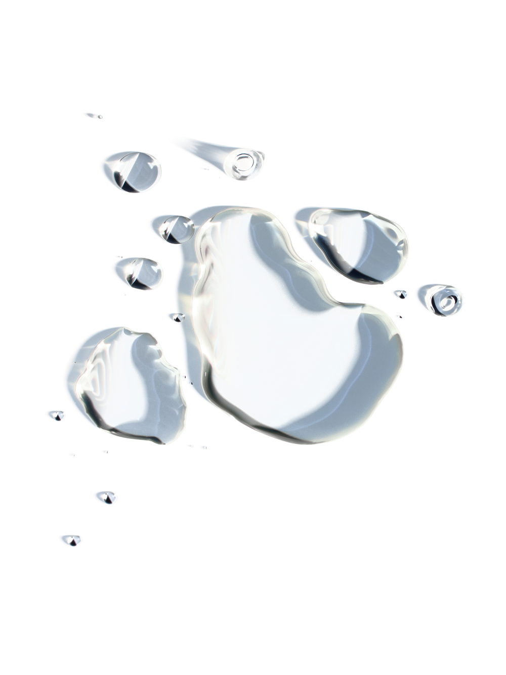 Clear toning liquid by Toning Essentials with a sleek, glossy texture and subtle reflections.